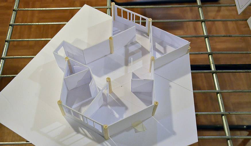 Maquette d'un appartement, réalisée avec les habitants.