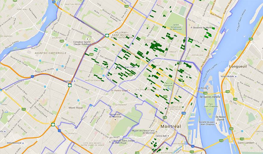 Les différentes ruelles vertes de Montréal.