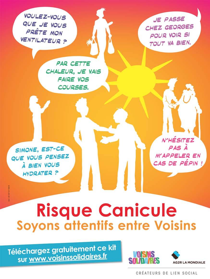 Une affiche pour informer sur les bons gestes pendant la canicule.