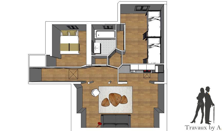 Pour rappel, le plan actuel de l'appartement.