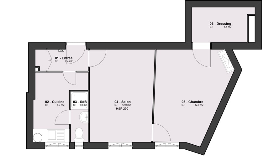 Le plan actuel de l'appartement, pour comparaison.