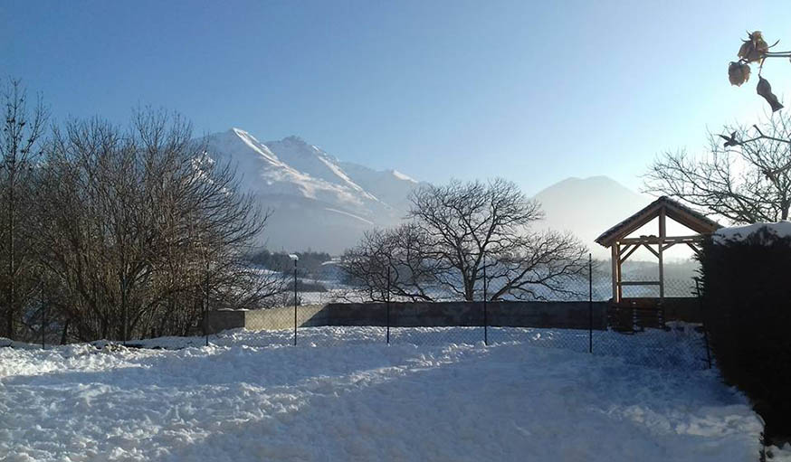 Jardin enneigé à Sousville, en Isère, le 18 janvier 2017.