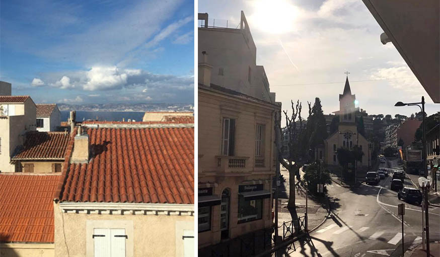 Ciel bleu sur Marseille, dans les Bouches-du-Rhône, et ciel gris sur Roquebrune-Cap-Martin, dans les Alpes-Maritimes, le 29 janvier.