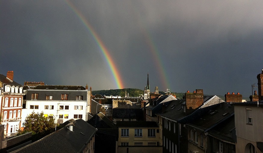 Double arc-en-ciel à Rouen, en Seine-Maritime, le 24 janvier !