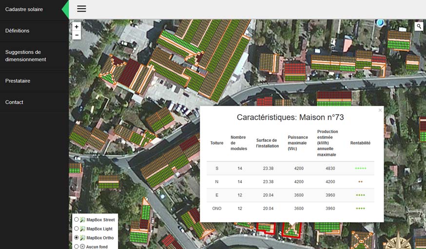 Capture d'écran du futur cadastre solaire de Carmaux.