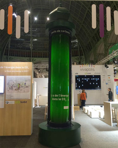 Le puits de carbonne exposé pour la première fois lors de la Cop 21 à Paris. 