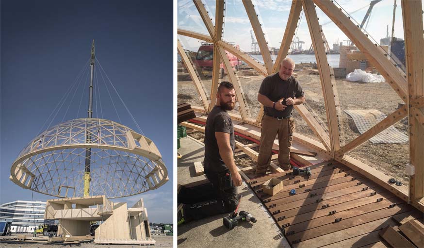 La construction du dôme par l'entreprise CNC.