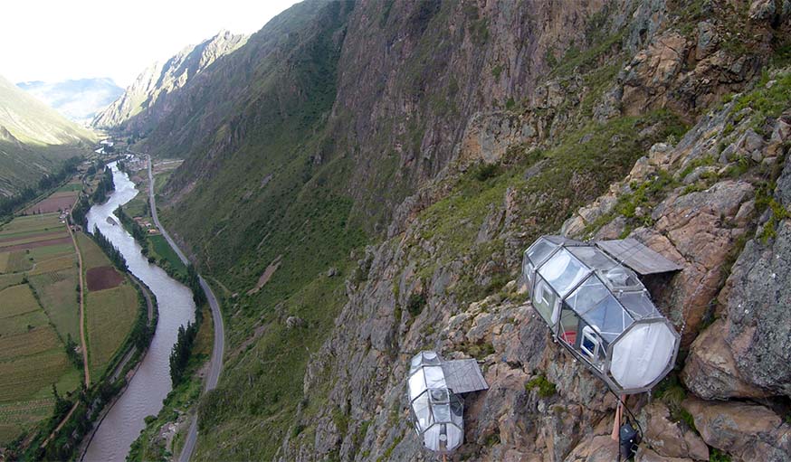 Les capsules surplombent la Vallée sacrée des Incas. 