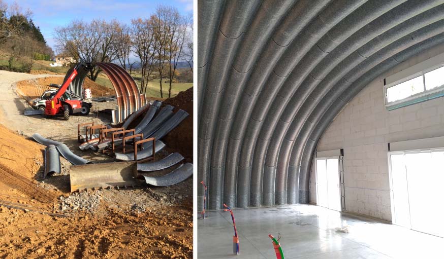 Des hangars aéronautiques sont réutilisés pour construire ces maisons.