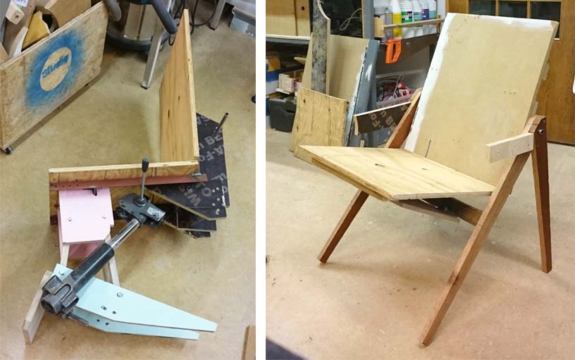 Quelques-uns des prototypes de l'Hybrid Chair.