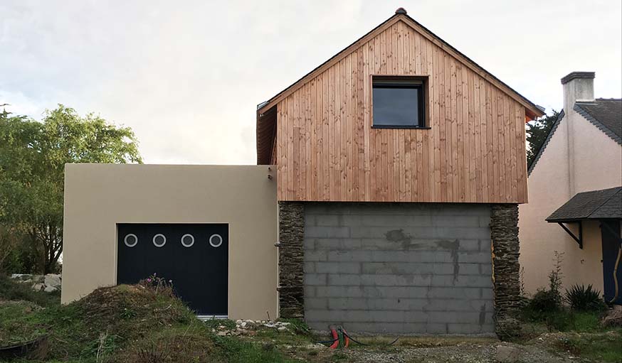 Ici, on voit bien tous les matériaux utilisés pour rénover cette maison.