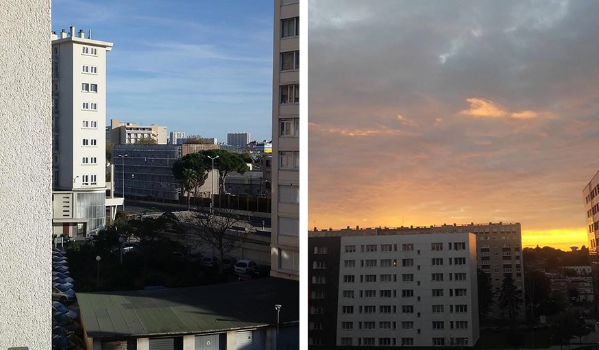 À Toulon, le 25 octobre (à gauche) et vu sur le coucher de soleil à Mons-en-baroeul en Hauts-de-France, le 23 octobre (à droite)