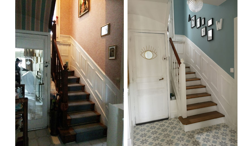 Avant après meulière rénovation escalier