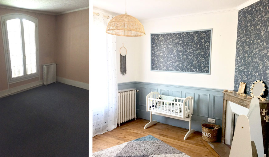 Avant après meulière rénovation chambre de bébé