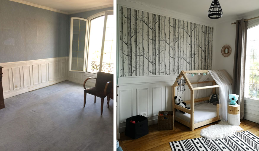 Avant après meulière rénovation chambre d'enfant