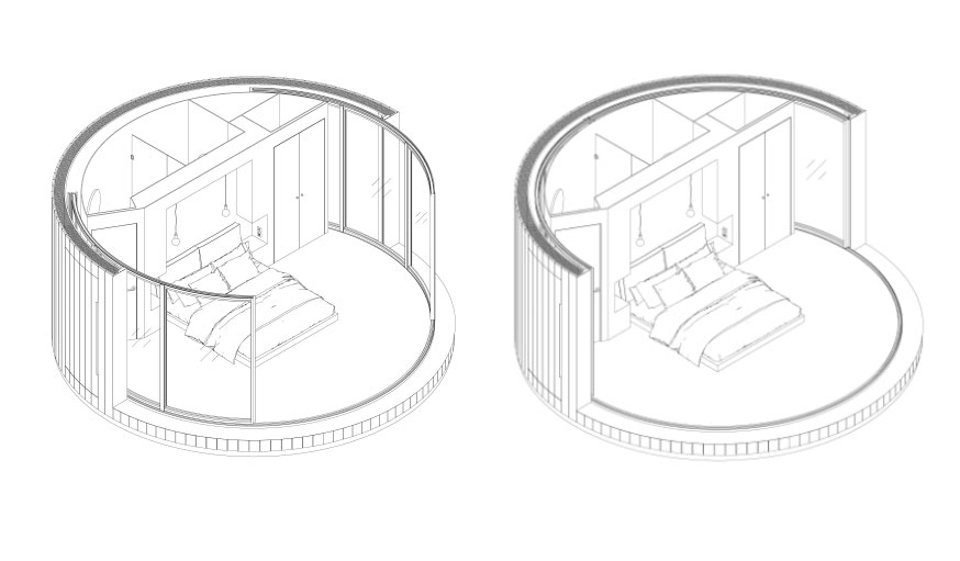 Cabane LumiPod par Lumicene schéma