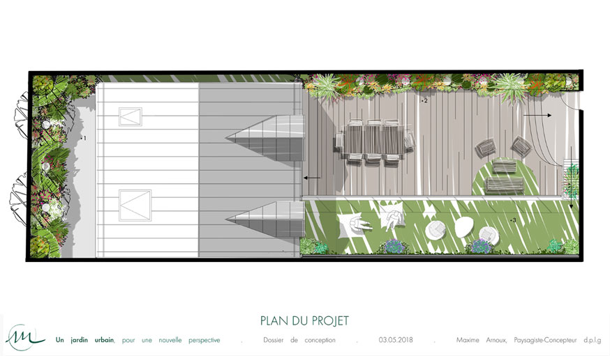 Plan de la maison et des zones à végétaliser par Maxime Arnoux