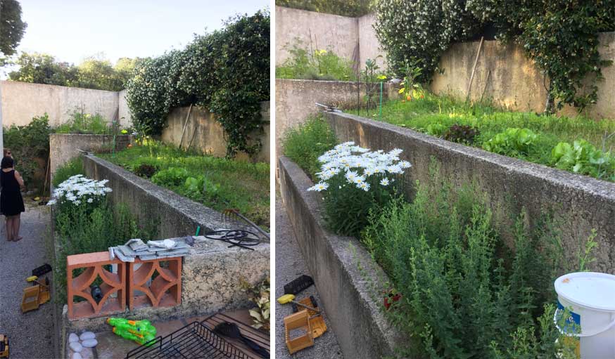 Terrasse avec jardinières avant les travaux agence MRC