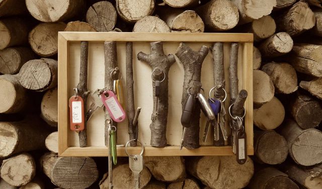 VBESTLIFE Organisateur de courrier en bois Porte-clés en bois