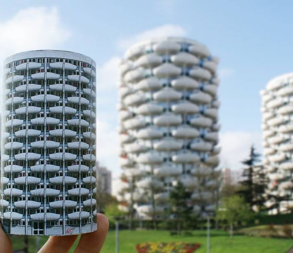 Des immeubles de Paris et sa banlieue en papier
