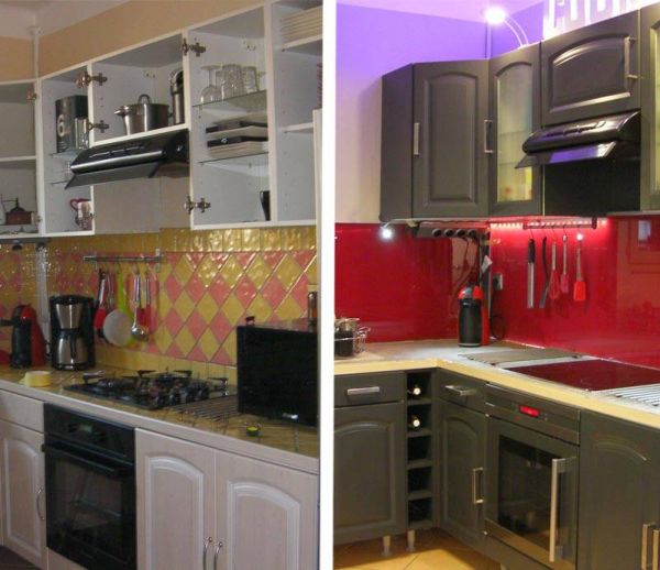 Avant / Après : une cuisine moderne en rouge et gris