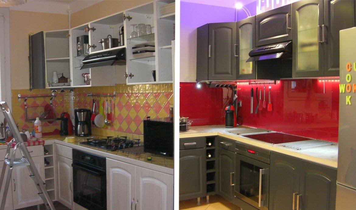 Avant / Après : une cuisine moderne en rouge et gris