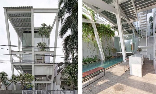 Une maison originale aux façades inclinées