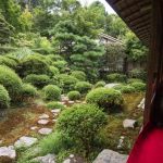 Azumi a aménagé un petit endroit propice à la détente d'où elle peut observer une partie de son jardin.