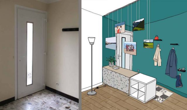 Aménager une entrée ouverte sur le salon sans cloisonner - Créer une entrée