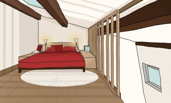 La bonne idée : Une mezzanine transformée en cabane avec un claustra en bois
