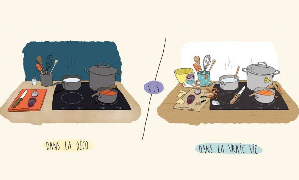 La cuisine : les magazines de déco vs la vraie vie