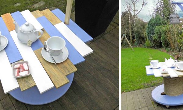 Tuto : Fabriquez une table de jardin ambiance bord de mer avec un touret