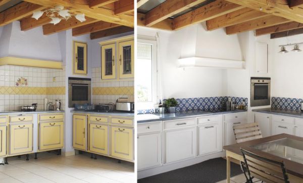 Avant / Après : Une cuisine provençale relookée en blanc et bleu