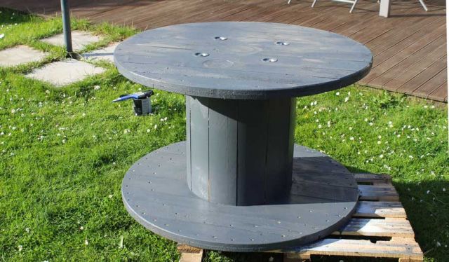 Relooker Transformer Un Touret En Table De Jardin Faites-vous une table de jardin avec un touret - Salon de jardin récup