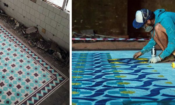 Un artiste sublime les lieux abandonnés par de surprenantes mosaïques