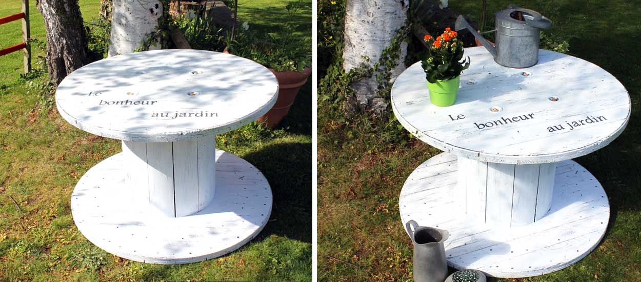 Tuto : Transformez un touret en table de jardin 