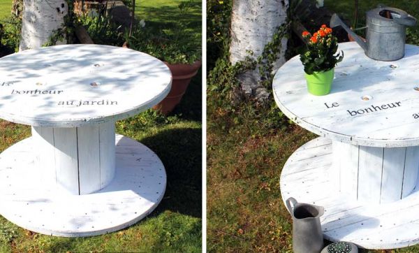 Tuto : Transformez un touret en table de jardin 