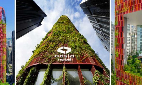Magnifique : la végétation envahit la façade de cet hôtel de Singapour