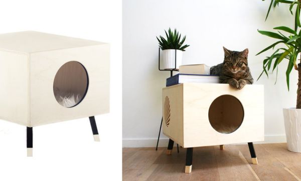 Ce panier pour chat design en bois est à la fois beau et pratique