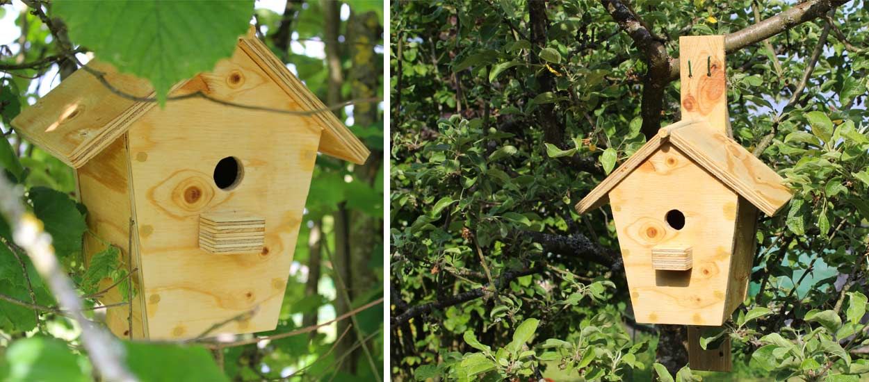 Cabane à oiseaux, en bois de palettes. Traitée à l'huile de lin.   Mangeoires pour oiseaux faites maison, Nichoir, Mangeoires oiseaux en bois