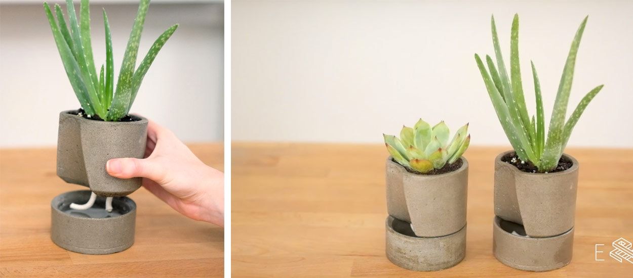 DIY : Fabriquez un pot à réserve d'eau en béton pour vos plantes d'intérieur