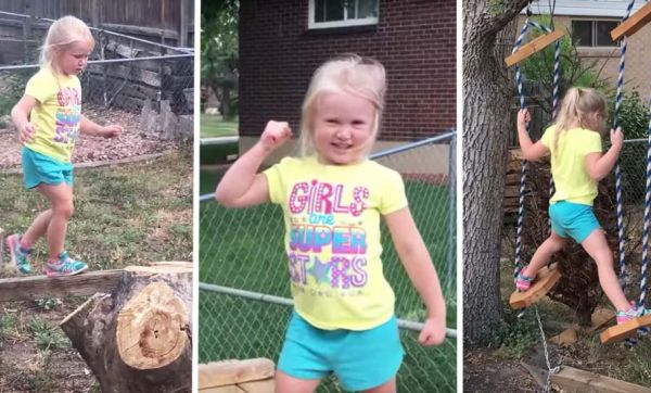 Ce père génial a construit un parcours de ninja pour sa fille de 5 ans
