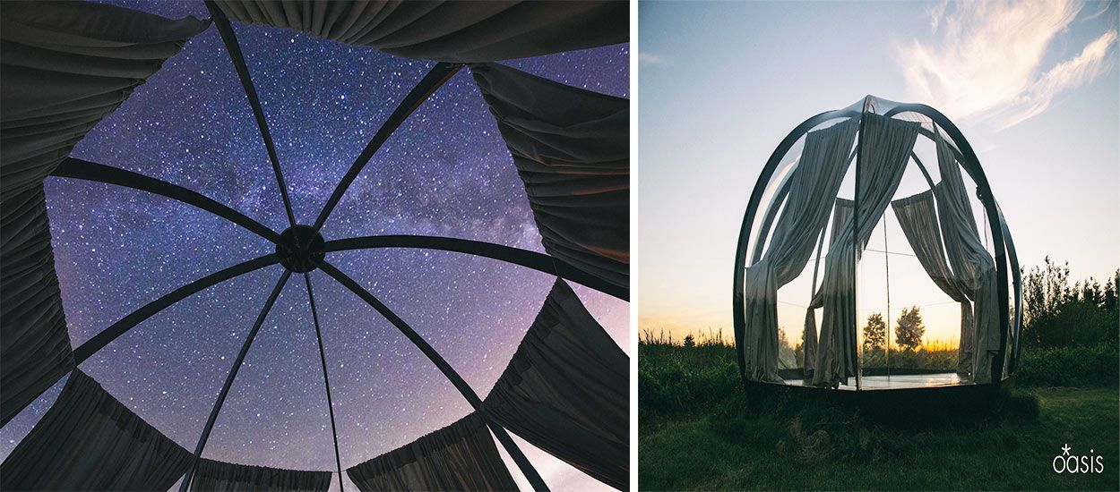 Cette petite bulle nomade est idéale pour s'endormir dans les étoiles
