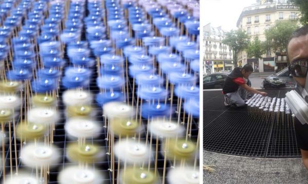 Cet artiste parsème les bouches de métro de moulins en papier pour provoquer les rencontres