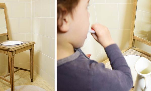 Bricolez une salle de bains Montessori pour enfant avec une chaise