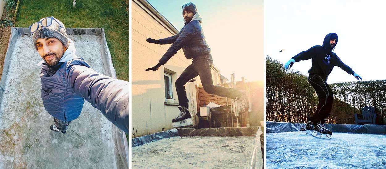 Vidéo : Ce passionné de la glisse a fabriqué une patinoire dans son jardin, en Normandie !