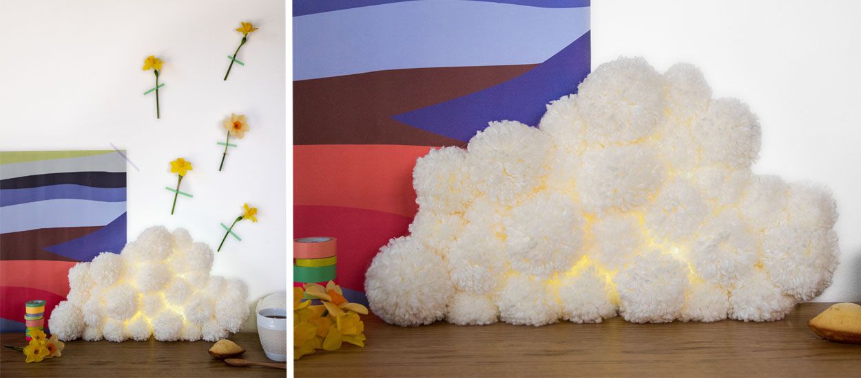 Tuto : Fabriquez une lampe nuage toute douce avec des pompons