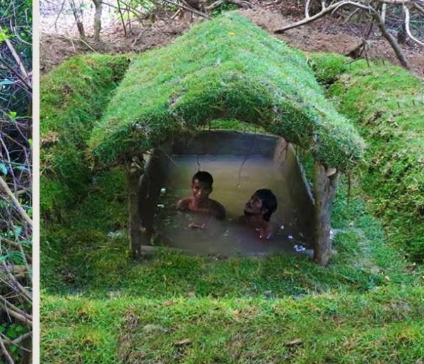 Ils creusent une piscine à main nues et fabriquent une incroyable douche en bambou