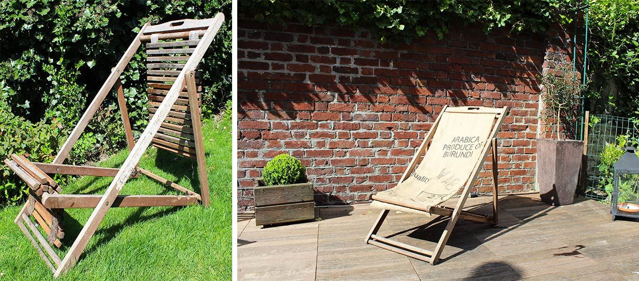 Tuto : Rénovez votre chaise longue avec un sac en toile de jute pour moins de 20 euros