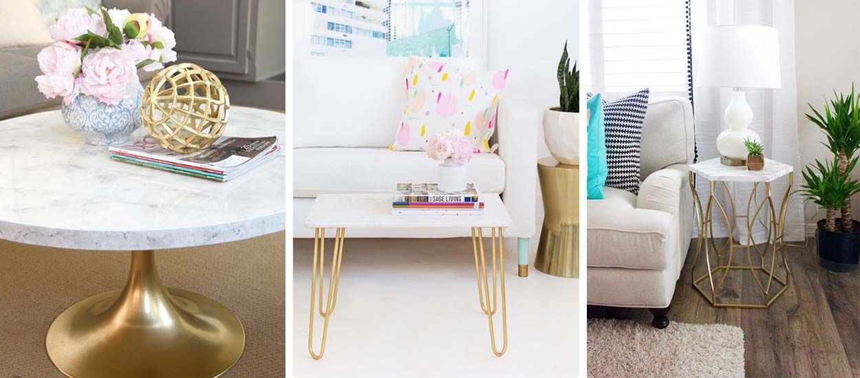 DIY - Fabriquer une table avec un plateau en faux marbre imitation